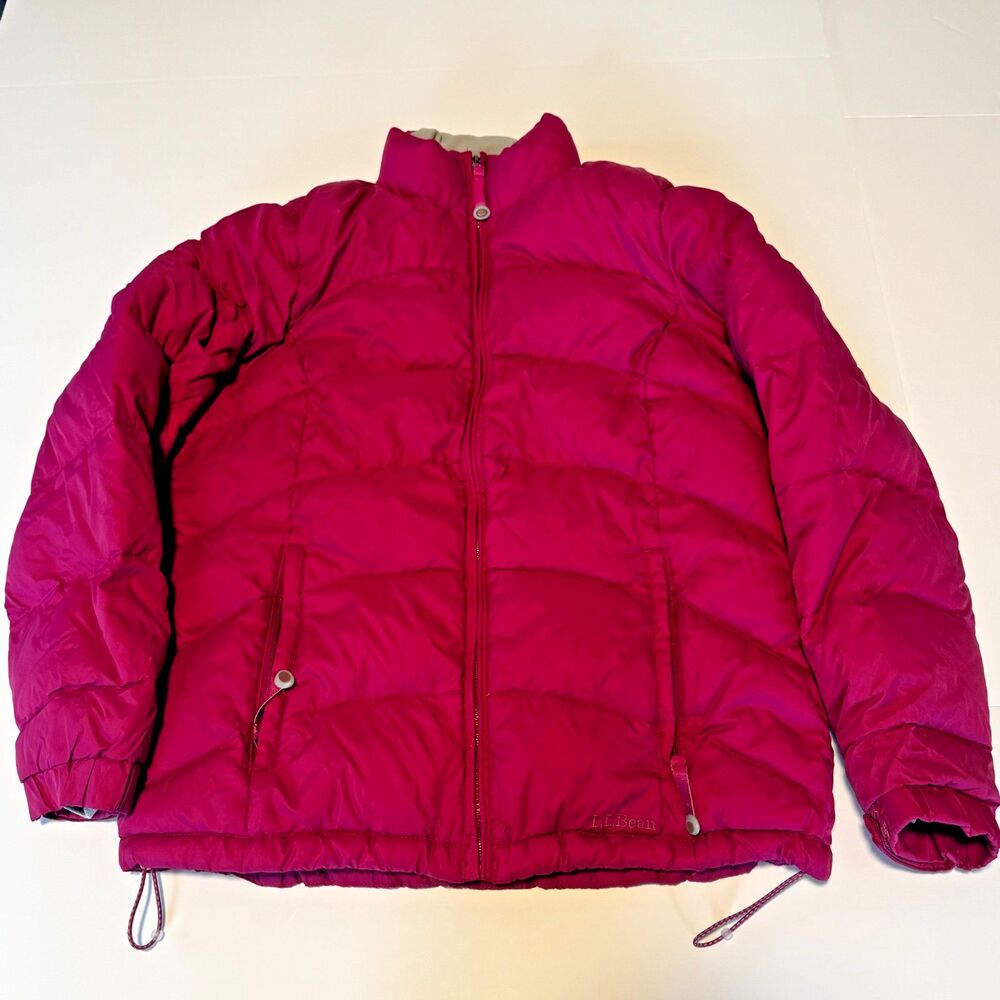 L.L. Bean Women's 80% Goose Down Jacket Pink Medium Puffer Full Zip OFJS8